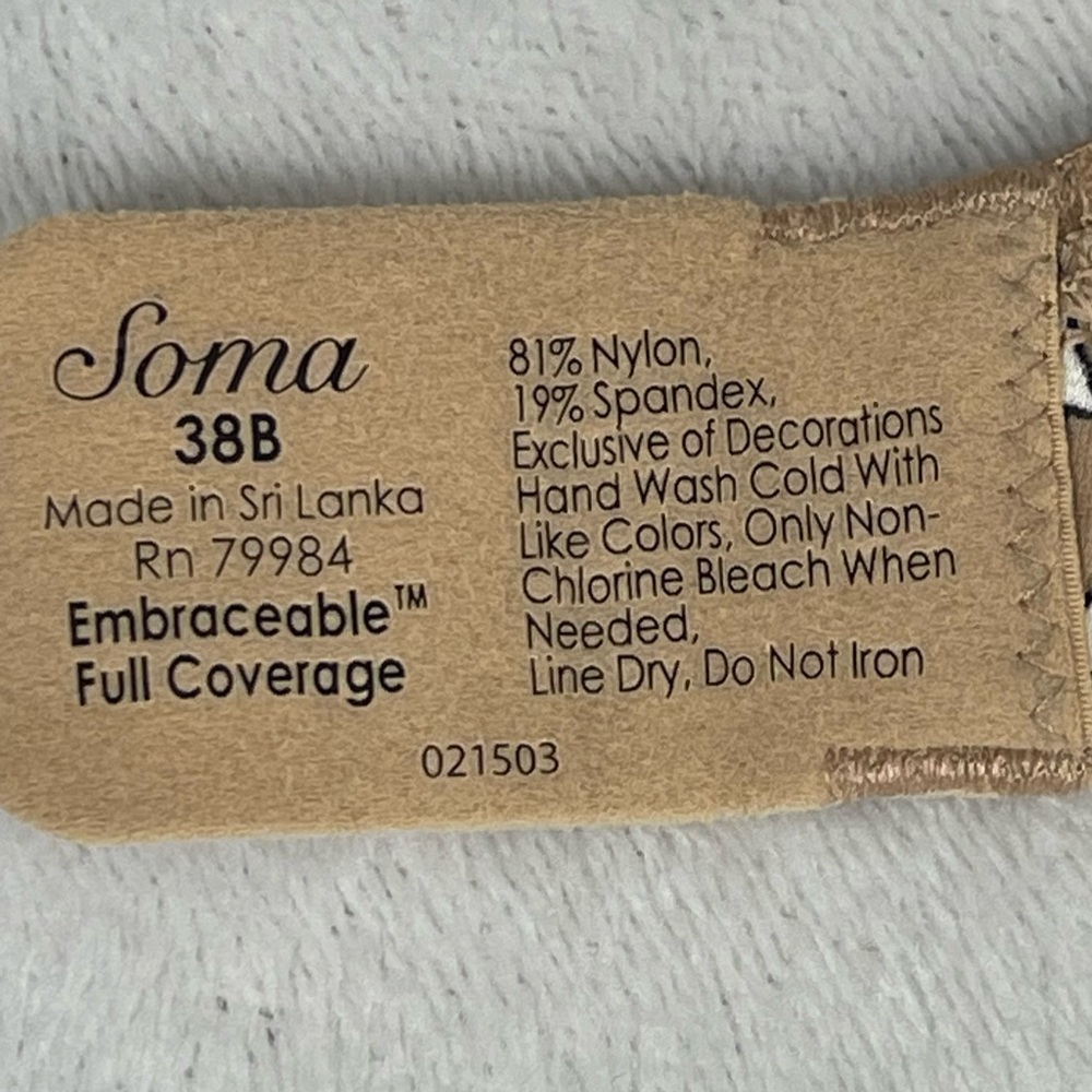 Soma Embraceable Full Coverage Tan and White Floral Bra - Picture 4 of 5